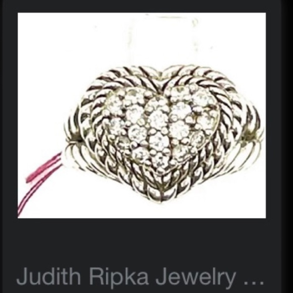 Heart Sterling Silver CZ ring. Judith Ripka.size 5